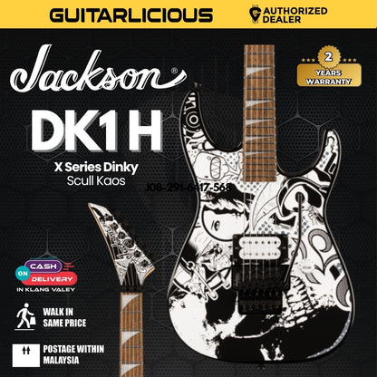 Jackson X Series Dinky DK1 H Electric Guitar, Laurel FB, Scull Kaos