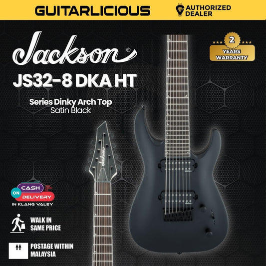 Jackson JS Series Dinky Arch Top JS32-8 DKA HT Electric Guitar, Amaranth FB, Satin Black