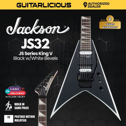 Jackson King V JS32 Electric Guitar, Amaranth FB, Black with White Bevels