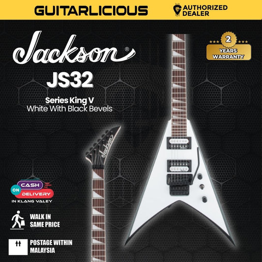 Jackson JS Series King V JS32 Electric Guitar, Amaranth FB, Black with White Bevels