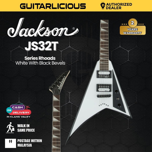Jackson JS Series Rhoads JS32T Electric Guitar, Amaranth FB, Black/White ( JS32T / JS-32T )