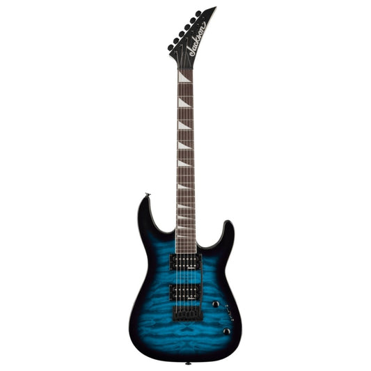 Jackson JS Series Dinky JS20 DKQ 2PT Electric Guitar, Amaranth FB, Transparent Blue