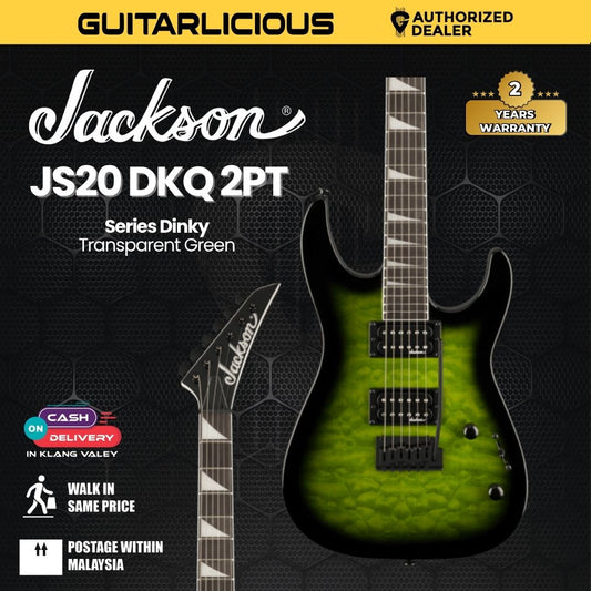 Jackson JS Series Dinky JS20 DKQ 2PT Electric Guitar, Amaranth FB, Transparent Green