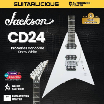 Jackson Pro Series CD24 Electric Guitar, Ebony FB, Snow White