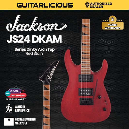 Jackson JS Series Dinky Arch Top JS24 DKAM Electric Guitar, Caramelized Maple FB, Red Stain