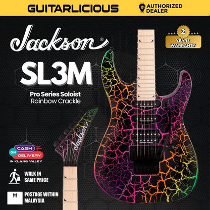Jackson SL3M Pro Series Soloist Electric Guitar, Maple FB, Rainbow Crackle
