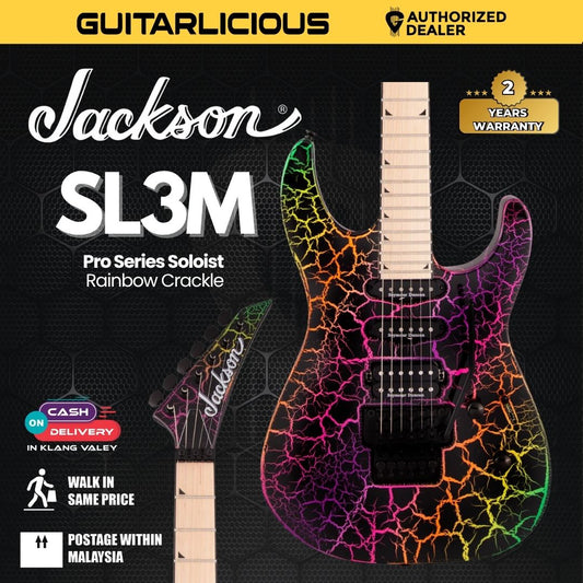 Jackson SL3M Pro Series Soloist Electric Guitar, Maple FB, Rainbow Crackle