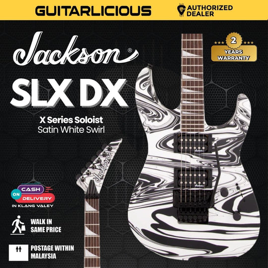 Jackson X Series Soloist SLX DX Swirl Electric Guitar, Laurel FB, Satin White Swirl