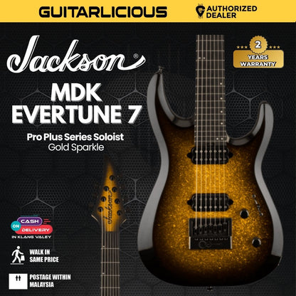 Jackson Pro Series Plus Dinky MDK EverTune 7-String Electric Guitar, Gold Sparkle