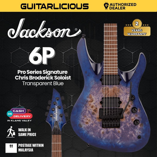 Jackson Pro Series Signature Chris Broderick Soloist 6P Electric Guitar, Laurel FB, Transparent Blue