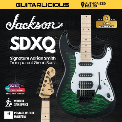 Jackson Adrian Smith SDXQ Electric Guitar, Maple FB, Transparent Green Burst