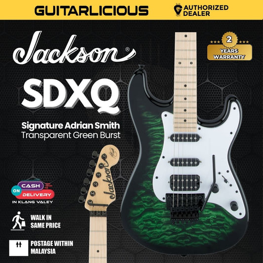Jackson Adrian Smith SDXQ Electric Guitar, Maple FB, Transparent Green Burst
