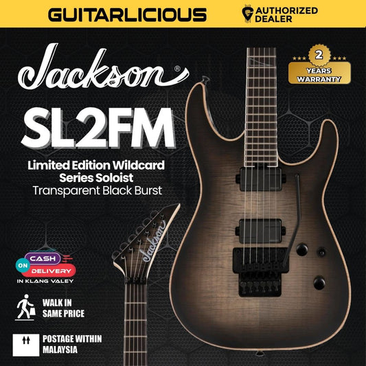 Jackson Ltd Ed Wildcard Series Soloist SL2FM Electric Guitar, Ebony FB, Transparent Black Burst