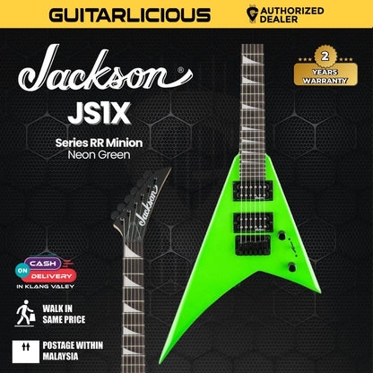 Jackson JS Series RR Minion JS1X Electric Guitar, Amaranth FB, Neon Green