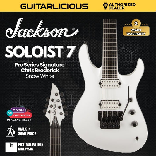 Jackson Pro Series Signature Chris Broderick Soloist 7 Electric Guitar, Snow White