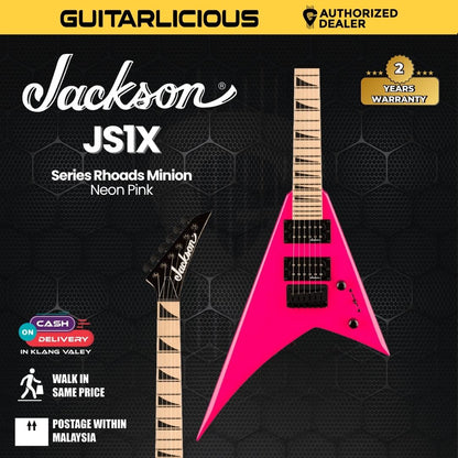 Jackson JS Series Rhoads Minion JS1X Electric Guitar, Maple FB, Neon Pink