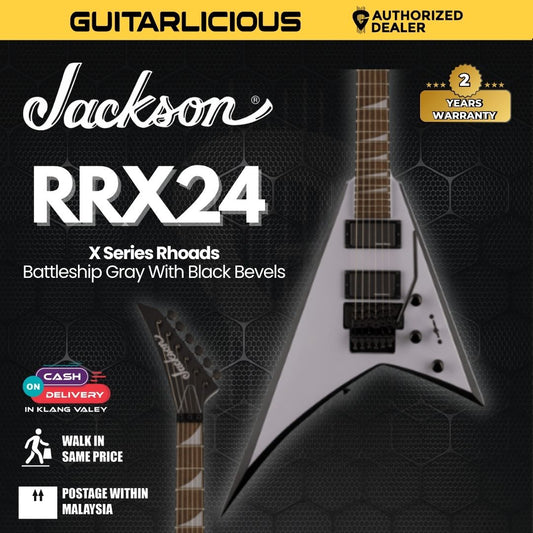 Jackson X Series Rhoads RRX24 Electric Guitar, Laurel FB, Battle Ship Gray with Black Bevels