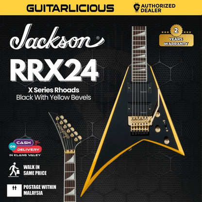 Jackson X Series Rhoads RRX24 Electric Guitar, Black with Yellow Bevels