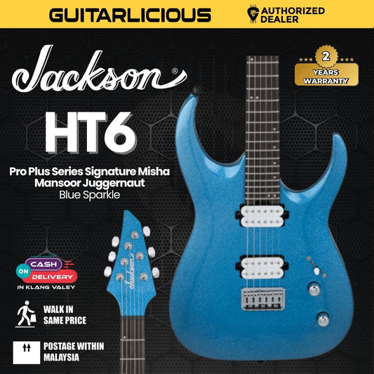 Jackson Pro Plus Series Signature Misha Mansoor Juggernaut HT6 Guitar, Ebony FB, Blue Sparkle