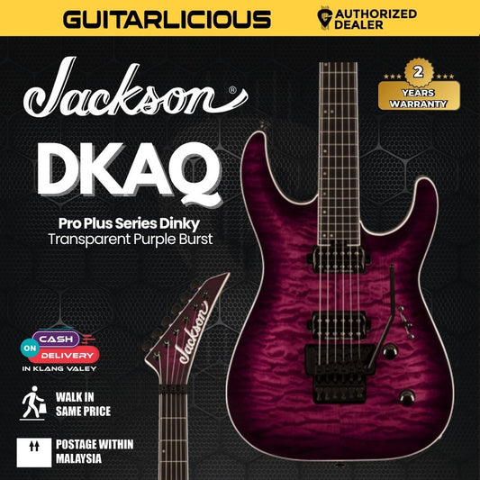 Jackson Pro Plus Series Dinky DKAQ Electric Guitar, Ebony FB, Transparent Purple Burst