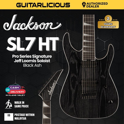 Jackson Pro Series Signature Jeff Loomis Soloist SL7 HT Electric Guitar, Ebony FB, Black Ash