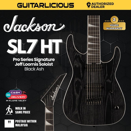 Jackson Pro Series Signature Jeff Loomis Soloist SL7 HT Electric Guitar, Ebony FB, Black Ash