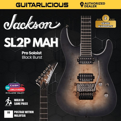 Jackson Pro Soloist SL2P MAH Electric Guitar, Ebony FB, Black Burst
