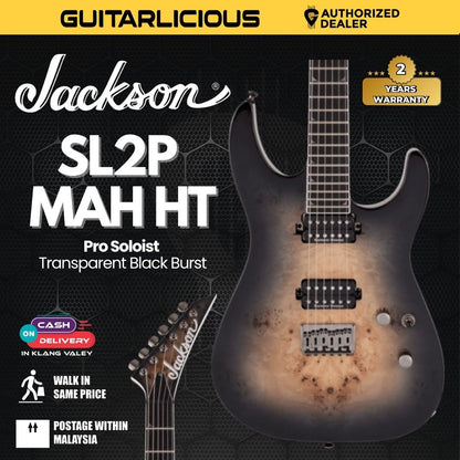 Jackson Pro Soloist SL2P MAH HT Electric Guitar, Ebony FB, Transparent Black Burst
