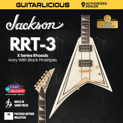Jackson Pro Series Rhoads RRT3 Electric Guitar, Ivory w/Black Pinstripes