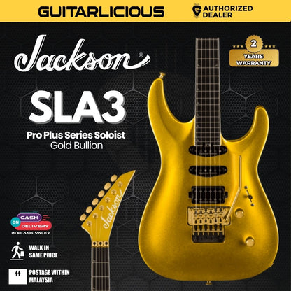 Jackson Pro Plus Series Soloist SLA3 Electric Guitar, Ebony FB, Gold Bullion