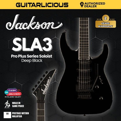 Jackson Pro Plus Series Soloist SLA3 Electric Guitar, Ebony FB, Deep Black
