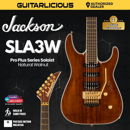 Jackson Pro Plus Series Soloist SLA3W Electric Guitar, Ebony FB, Natural Walnut