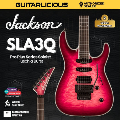 Jackson Pro Plus Series Soloist SLA3Q Electric Guitar, Ebony FB, Fuschia Burst