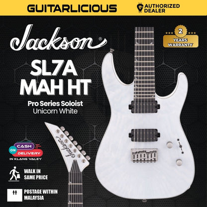 Jackson Pro Soloist SL7A MAH HT Electric Guitar, Ebony FB, Unicorn White