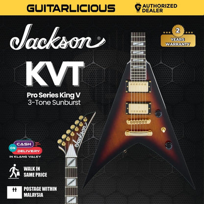 Jackson Pro Series King V KVT Electric Guitar, Ebony FB, 3-Tone Sunburst
