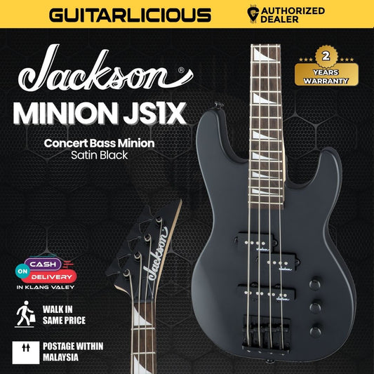 Jackson JS Series Concert Bass Minion JS1X Guitar, Amaranth FB, Satin Black - Short Scale