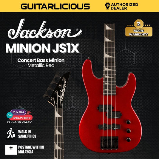 Jackson JS Series Concert Bass Minion JS1X Short Scale Bass Guitar, Amaranth FB, Metallic Red