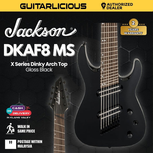 Jackson X Series Dinky Arch Top DKAF7 Multi-Scale Electric Guitar, Laurel FB, Gloss Black