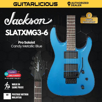 Jackson Soloist SLATXMG3-6 Electric Guitar, RW FB, Candy Metallic Blue