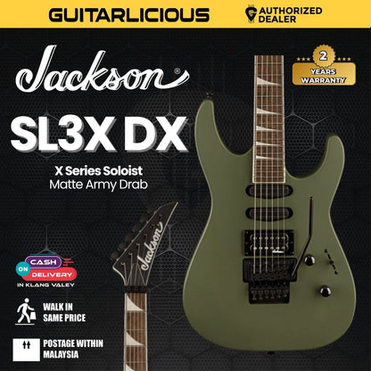 Jackson X Series Soloist SL3X DX Electric Guitar, Laurel FB, Matte Army Drab