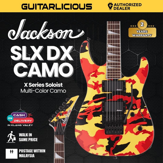 Jackson X Series Soloist SLX DX Camo Electric Guitar, Laurel FB, Multi-Color Camo