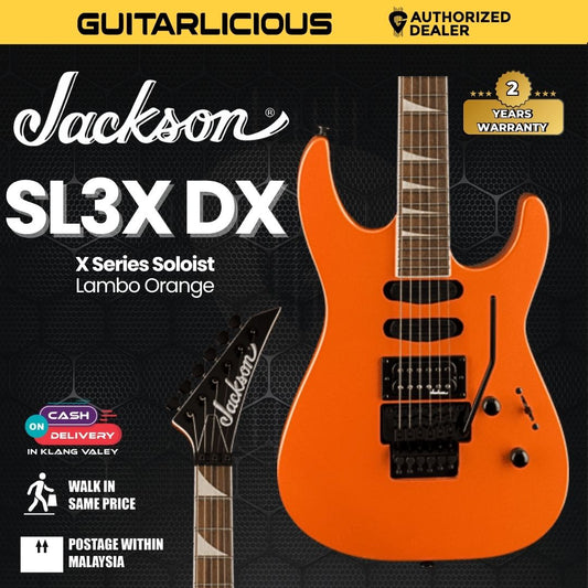 Jackson X Series Soloist SL3X DX Electric Guitar, Laurel FB, Lambo Orange