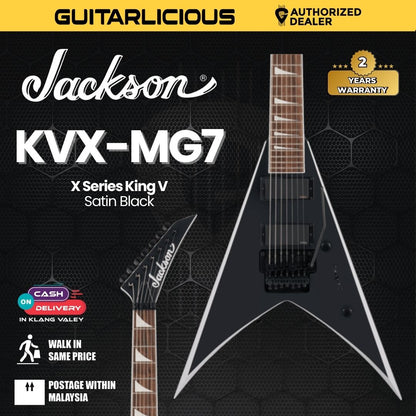 Jackson X Series King V KVX-MG7 Electric Guitar w/Primer Gray Bevels, Satin Black