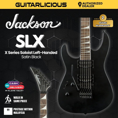 Jackson X Series Soloist SLX Left-Handed Electric Guitar, Laurel FB, Satin Black