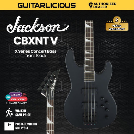 Jackson X Series Concert Bass CBXNT V Guitar, Trans Black