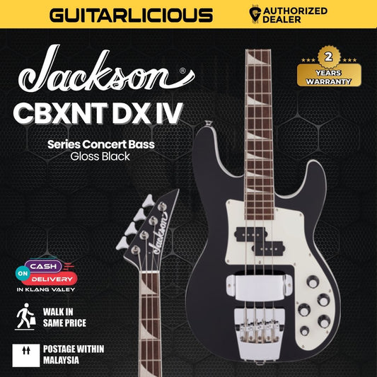 Jackson X Series Concert Bass CBXNT DX IV Electric Bass Guitar, Laurel FB, Gloss Black