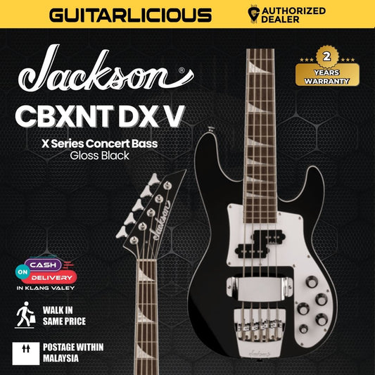 Jackson X Series Concert Bass CBXNT DX V Bass Guitar, Gloss Black