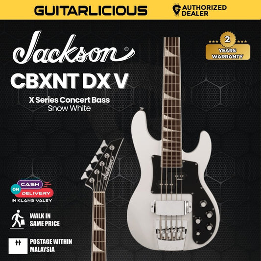 Jackson X Series Concert Bass CBXNT DX V Bass Guitar, Snow White