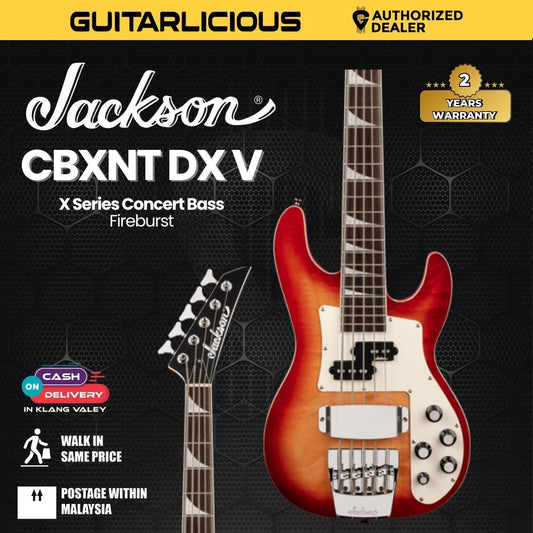 Jackson X Series Concert Bass CBXNT DX V Bass Guitar, Fireburst