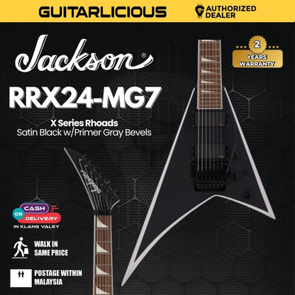 Jackson X Series Rhoads RRX24-MG7 7-String Guitar, Laurel FB, Satin Black w/Primer Gray Bevels